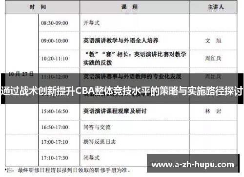 通过战术创新提升CBA整体竞技水平的策略与实施路径探讨 通过战术创新提升CBA整体竞技水平的策略与实施路径探讨